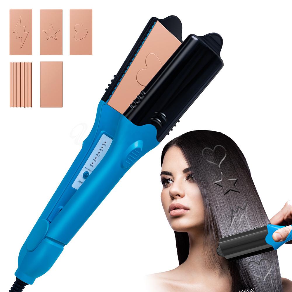 3D Hair Straightener & Crimper with Interchangeable Plates