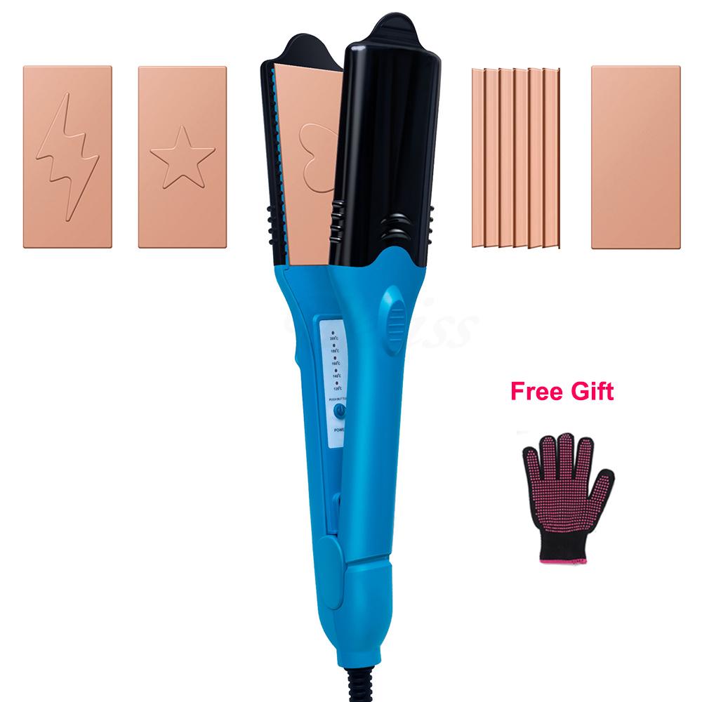 3D Hair Straightener & Crimper with Interchangeable Plates