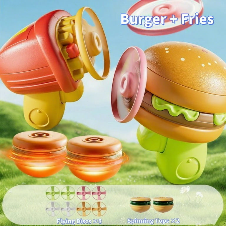 Burger & Fries Spinning Top Launcher - Set of 2 Pcs