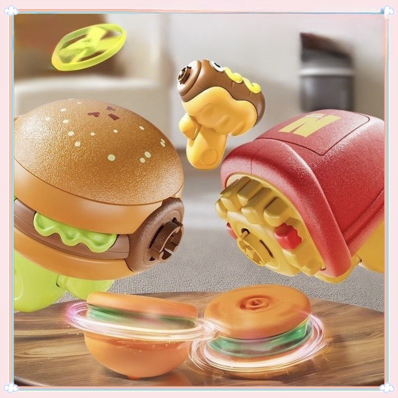 Burger & Fries Spinning Top Launcher - Set of 2 Pcs