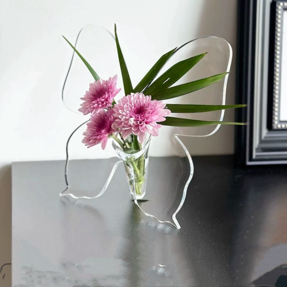 Butterfly Vase Flowers Acrylic Pot Desk