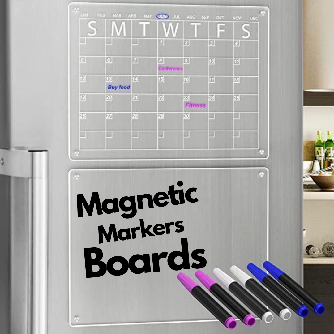 Magnetic Acrylic Dry Erase Board for Fridge W/ 8 Markers