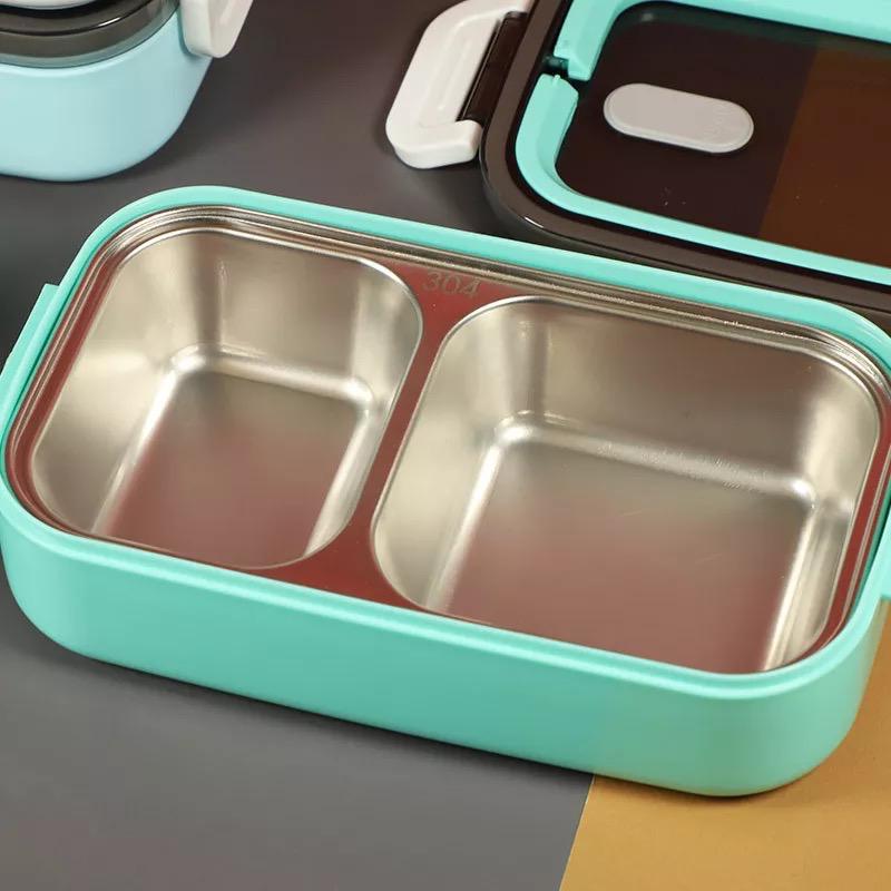 1pc Stainless Steel Insulated Lunch Box With Double Layer