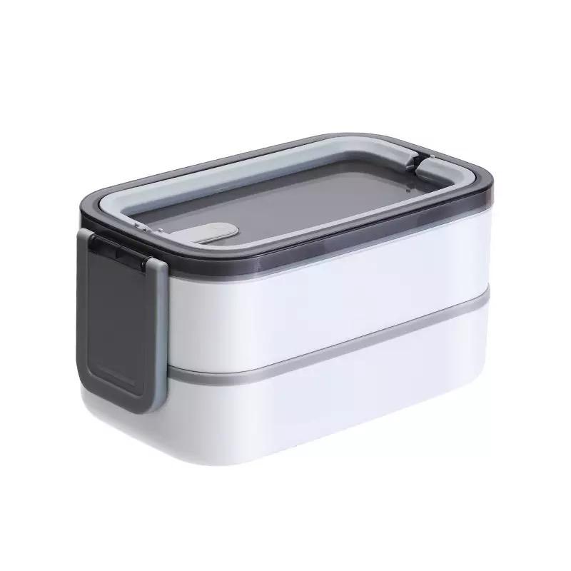 Stainless steel double layer lunch box with handle, portable